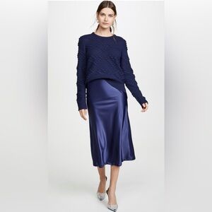 Lioness Bias Midi Skirt Navy